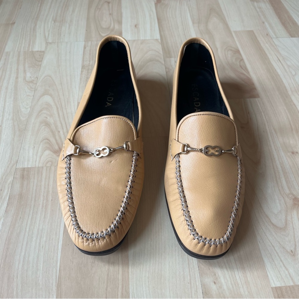 Escada Tan Leather Loafers Women’s EU 40 US 9 Made in Italy